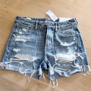 American Eagle Outfitters Blue Ripped Jean Shorts